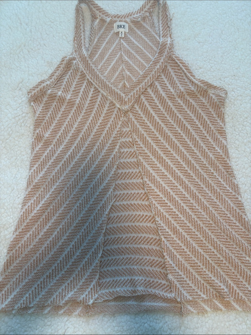 BKE Tan & Cream Striped Knit Mini Dress